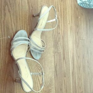gray strappy heels